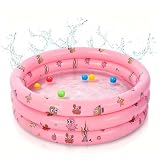 Shyllin Piscina Hinchable Infantil Summer 90x90x30cm,Apto para Uso Interior o Exterior (Rosa L)