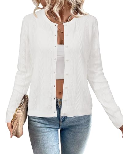 Image of Arach&Cloz Women's Cable Knit Fall Soft Lightweight Sweater Cardigans 2025