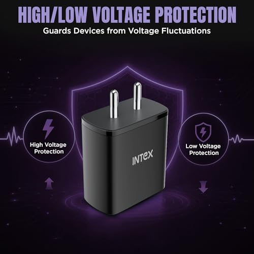 Image of Intex Bolt Quick 22.5W PD Fast Charger Adapter with 1 Meter Type C to C Data Syn, Compatible with iPhone 16 /16 Plus /16 Pro /16 Pro Max, 15 /15 Plus /15 Pro /15 Pro Max, Laptop - Black