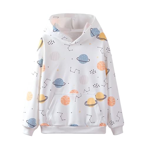 Image of WELAKEN Girls and Toddlers' Pullover Printed Hoodie Sweatshirt with Kangaroo Pocket
