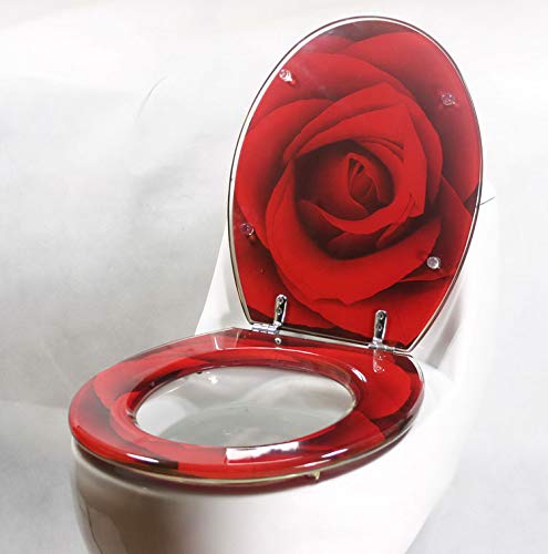 Elegant Rose Comfort Toilet Seats Resin Toilet Seat Universal Set Bathroom Accessories Best Gift (Red Rose)