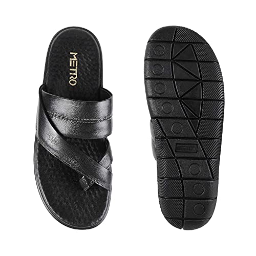 Image of Metro Men's Comfy Casual Faux Leather Stylish Toe Ring Slippers