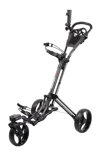 Qwik-Fold 360 Swivel 3 Wheel Push Pull Golf CART - 360* Rotating Front Wheel - ONE Second to Open &...