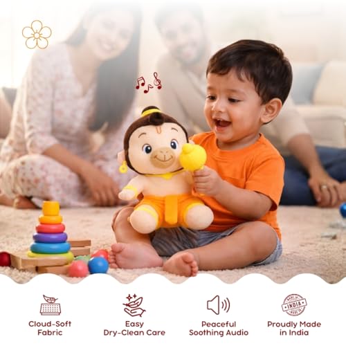 Image of Clapstore Mantra Chanting Hanuman with Meditation Mode Interactive Musical Soft Stuffed Plush Toy | Non-Toxic, Safe | Best Birthday Gift for Newborn Kids (Boys, Girls)