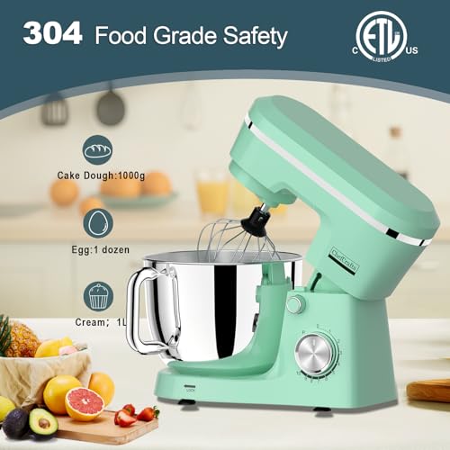 Image of Electric Stand Mixer with 6.5 Quart Bowl, Household Food Mixer 10+p Speeds 660W, Tilt-Head Bread Dough and Cake Mixers with Dough Hook, Whisk, Beater, Splash Guard and Egg Separator (Blue)