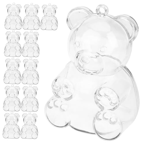 BELLIFFY 12個 透明クマ型キャンディーボックス リボン装飾付き 結婚式 ベビーシャワー用お菓子入れ 多用途お菓子収納容器 パーティーデコレ