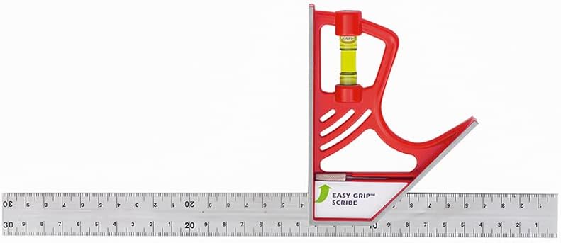 Kapro - 325M Magnetic Lock Combination Square - with 5 Finely Milled Sides - Features Stainless Steel Scribe, Easy to Read Vial + Belt Holster - Includes Centimeters and Inches - 12”