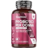 Probiotici Donna in 90 Capsule Vegane a Lento Rilascio, 30 Miliardi di CFU, 11 Ingredienti, 5 Ceppi Probiotici, Lactobacillus Rhamnosus, Lactobacillus Acidophilus, D Mannosio, Inulina, Mirtillo Rosso