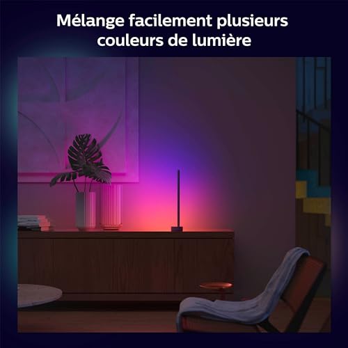 Philips Hue White and Color Ambiance, Lampadaire Gradient Signe Noir, Lampe sur pied avec Bluetooth, Luminaire compatible avec Alexa, Google Assistant et Apple Homekit