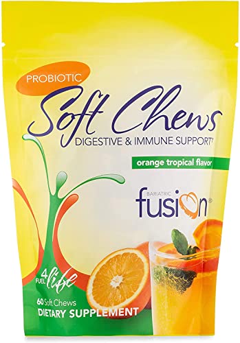 Bariatric Fusion Tropical Flavored Probiotic Soft Chews with 10 Billion Live Organisms to Support Digestive & Immune Health, Chewy Bariatric Vitamin - 60 Count