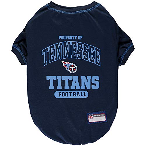 Image of NFL Tennessee Titans Dog T-shirt Medium. - Licensed Shirt for Pets Team Colored with Team Logos- Premium Stretchable Materials for the comfort of your Dog & Cat