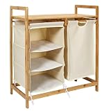 HowHomely | Armadietto portabiancheria in bambù con cesto portabiancheria – Armadietto moderno con ripiano portaoggetti per bagno o camera da letto