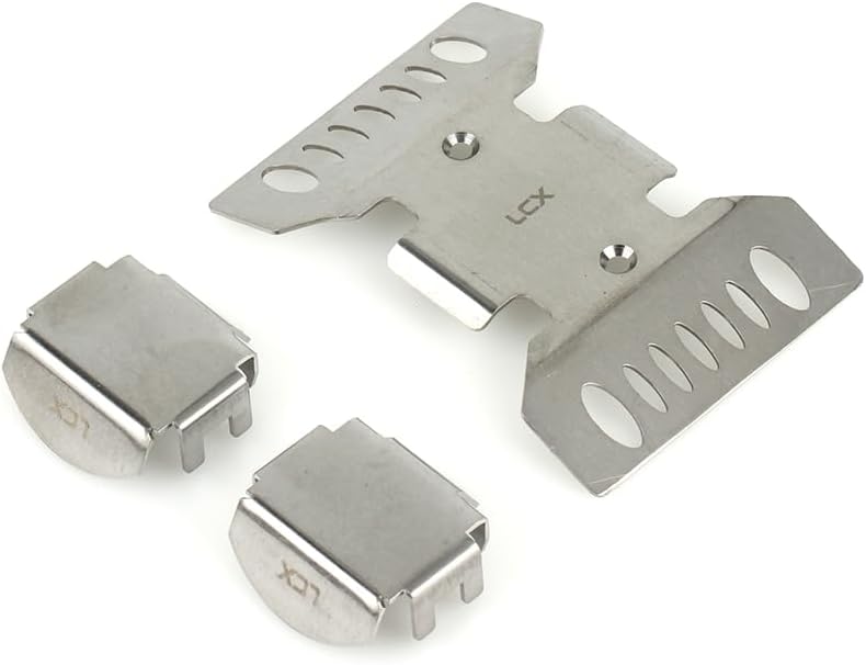 LCX Racing 1/10th RC Crawler Car Stainless Steel Skid Plate Guard Armor Front Rear Axle Guard Protector Sump Guard Skid Plate Axle Protector Guard Set for RC Car Axial SCX10 III SCX10.3 AXI03007