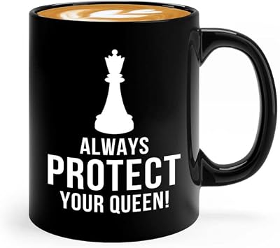 Chess Coffee Mug 11oz Black -Protect your - 3 person Player Checkmate Gamer Chessman Club Coach