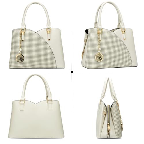 Image of KKXIU Triple Compartments Purses and Handbags for Women Fashion Ladies Satchel Shoulder Top Handle Bag