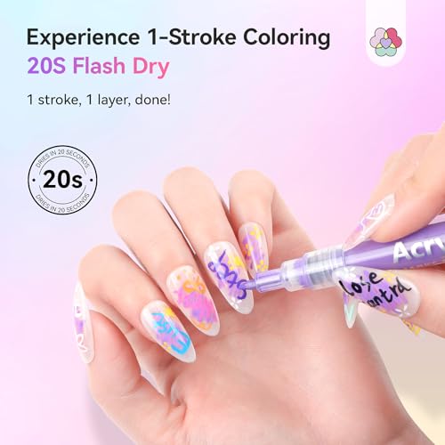 Image of SAVILAND 24 Colors Nail Art Pens Set, 0.7mm Fine Tip Nail Polish Pens