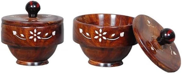 Wooden Sugar Pot, Dry Fruit Box Container Salt Pot, Spice Pot, Pickle Jar, Jam Jar Masala Box & Multi use Pot, Set 2
