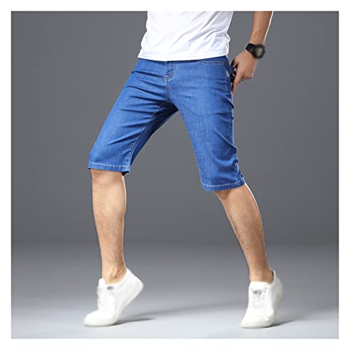 Short homme denim bleu en jean souple et résistant coupe droite moderne