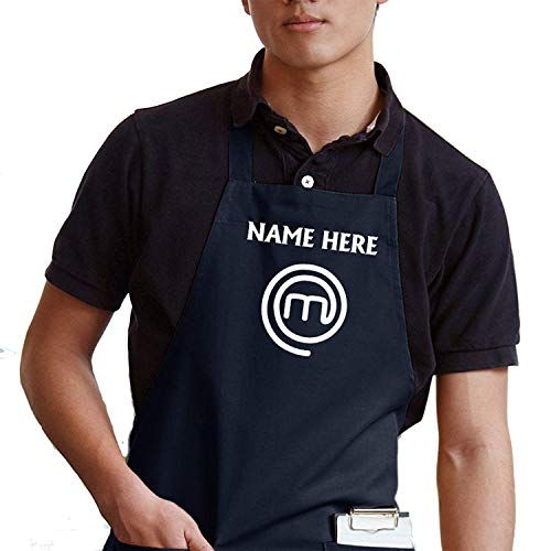Masterchef Inspired apron, logo and name, Machine embroidered on long apron with pockets
