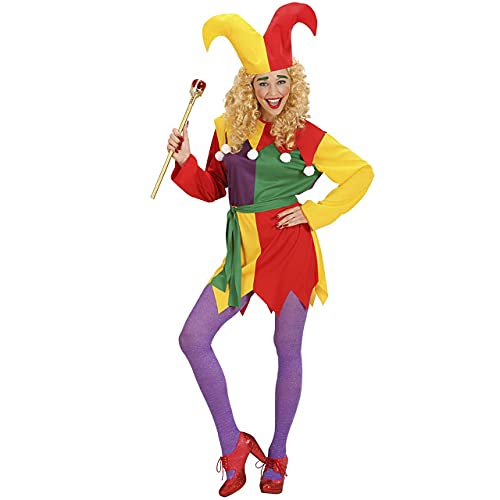 Déguisement bouffon femme : panoplie de bouffonne bicolore de fête