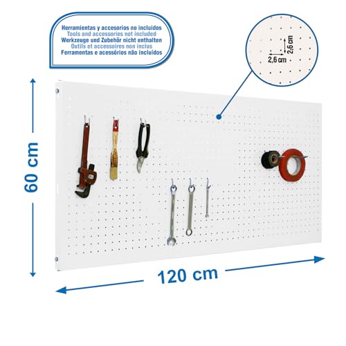 Miniatura 5 de Simon Rack Organizador Herramientas Pared, Incluye 8 Ganchos, 1200x600 Mm, Blanco - Simonwork