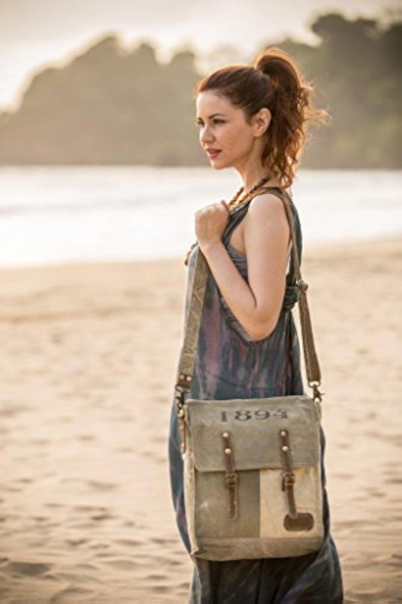 Upcycled Canvas Messenger Bag, Eco-Friendly Design