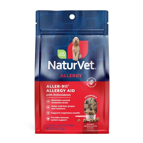 NaturVet Scoopables Aller-911 Dog Allergy Support Vitamins - Supports Immunity & Seasonal Allergies in Dogs - Hickory Smoked Bacon Flavored Pet Health Supplement | 11oz Bag