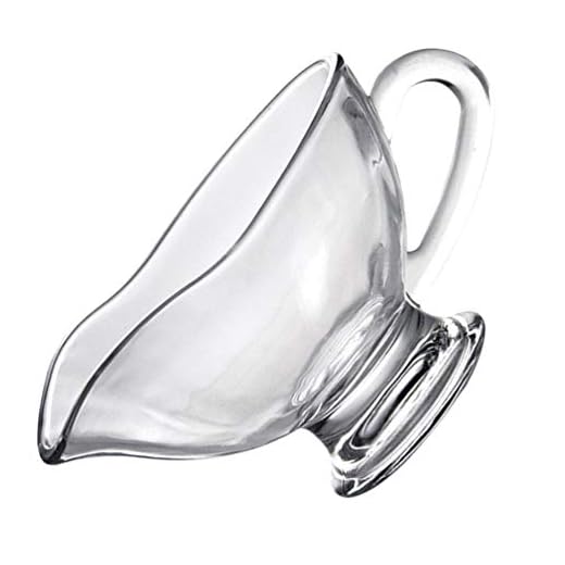Hemoton Glass Gravy Boat Sauce Boat Cream Sugar Dishes Crystal Sauce Dipping Bowls Creamer Pitcher Gravey Pourer Sauce Jug Seasoning Container for Salad Dressings Milk Broth 210ML