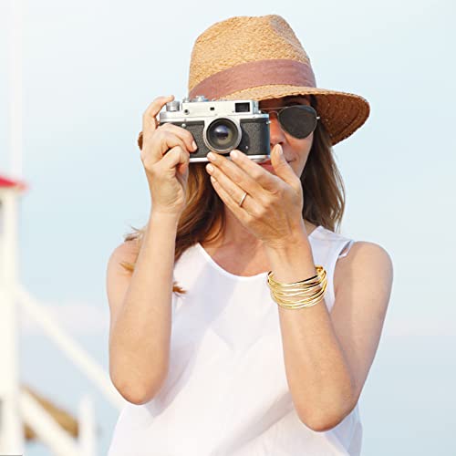 YBMYCM Chunky Gold Cuff Bracelet for Women Gold Line Web Wrist Cuff Bangle Bracelet Fashion Costume Jewelry4