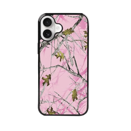 qizjio Pink Camo Phone Cases Shockproof Protective Hunting Phone Cover for iPhone 16 Plus