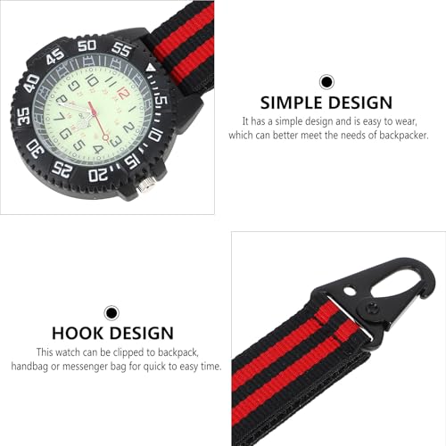 Montre à mousqueton multifonction rouge avec attache rapide intégrée - 3