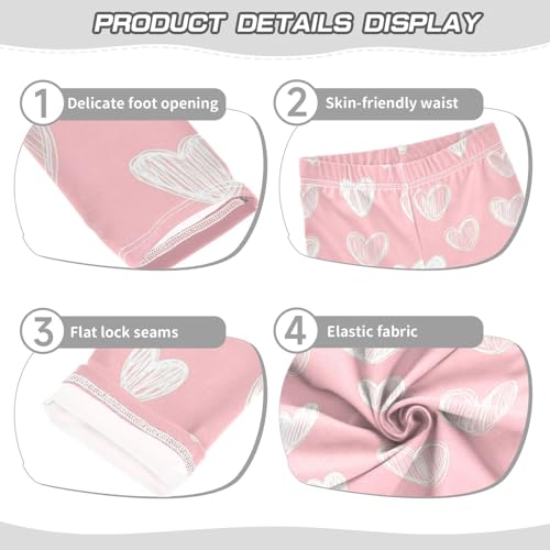 Wusikd Hearts White Girls' Leggings Toddler Doodles Kids Yoga Pants Dance Active Tights 4T3