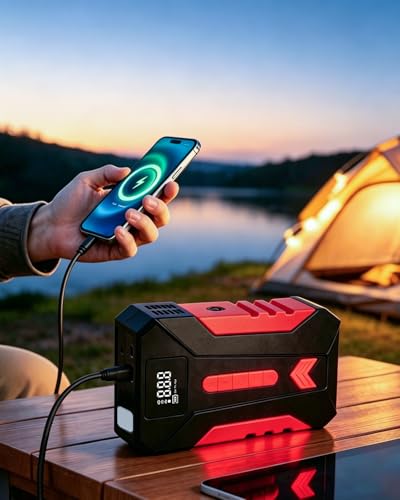 Portable Car Tire Inflator Air Compressor, 120PSI Electric Air Pump with Digital Pressure Gauge, Auto Shut Off, LED Light, for Car SUV Motorcycle Bike Balls — view 4