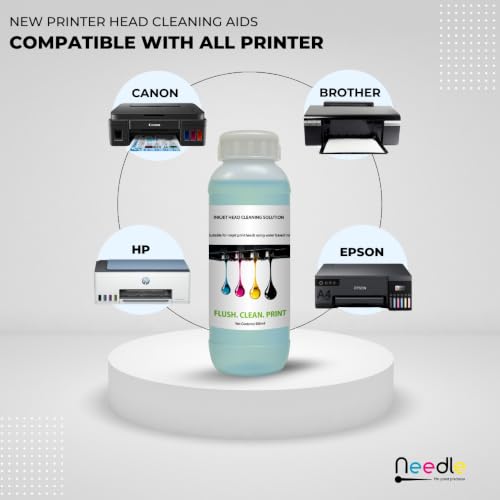 Image of Needle Printer Head Cleaner Solution 500ML | Universal Inkjet Print head Cleaning Fluid | For Ink Tank And Thermal Head Printers | Compatible with Epson, Canon, HP & Brother Printers | Made In India |