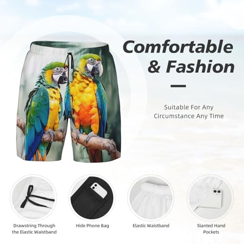 Men's Swim Trunks Quick Dry Board Shorts Drawstring Beach Short Parrots Bathing Suit for Men4