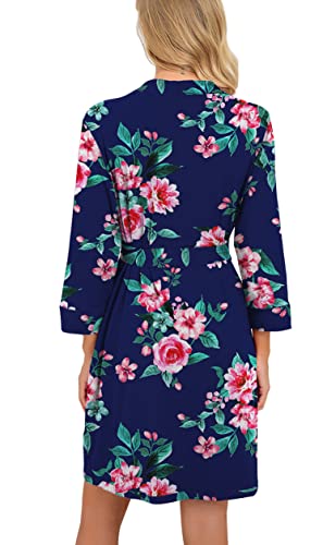 Image of PrinStory Womens Robe Lightweight Short Knit Bathrobe Soft Ladies Sleepwear with Pockets