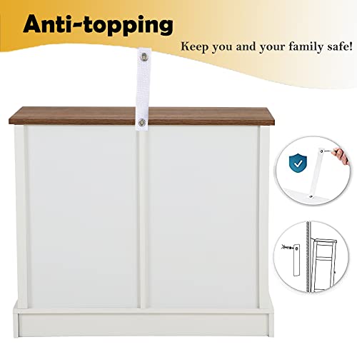 Phi Villa Farmhouse Coffee Bar Cabinet - Sliding Barn Door Kitchen Sideboard Buffet Storage Cabinet #TOP5