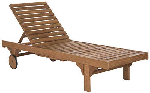 Safavieh Outdoor Collection Newport Natural/Beige Cushion Built-In Side Table Chaise Lounge Chair & Classic Accessories Veranda Water, Patio Furniture Covers #TOP4