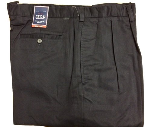 IZOD Double Pleated Wrinkle Free Twill Pants 216800 36x30 Black2