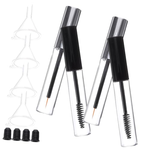 MERRYHAPY 12個入り 10ml 空マスカラチューブとアイライナーチューブセット まつげエクステ用プラスチック製漏斗付き 旅行用 詰め替え可能 透明デザイン 色指定不可