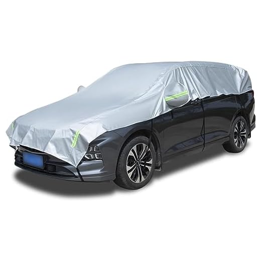 CaiTang Housse de Voiture Extérieure Imperméable à l'eau, Bâche de Protection Auto Coupe-Vent avec Bandes Réfléchissantes, Résistant à la Poussière, Pluie, Anti-UV, Soleil, Universel pour SUV