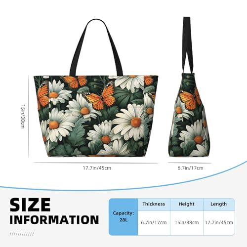 Summer Daisy Flower Print Beach Bag for Women Waterproof Large Beach Tote Bags Ladies Swim Pool Bag with Zipper4