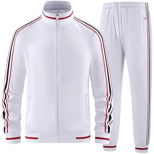 Men Tracksuits 2 Piece Outfits Long Sleeve Full Zip Sports Set Stand Up Collar Jackets and Pants Running Sweatsuit