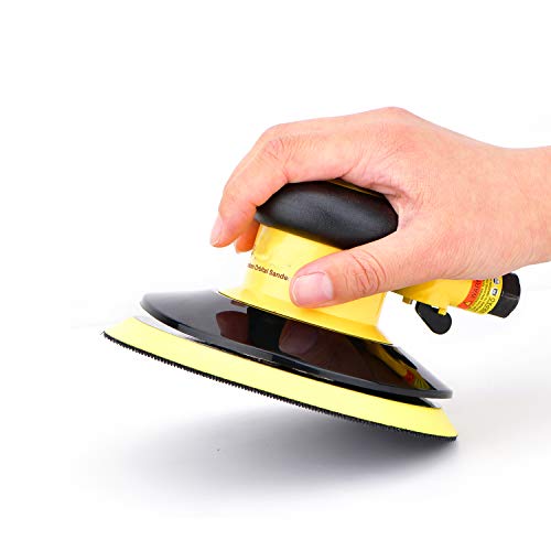 Professional Air Random Orbital Palm Sander, Dual Action Pneumatic Sander, Low Vibration, Heavy Duty … (6-Inch Yellow) #TOP6