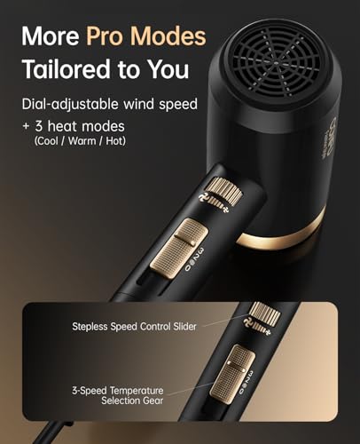 CONFU Ionic Blow Dryer 1600W, Portable Lightweight Fast Drying Negative Ion Hairdryer Blowdryer, 3 Heat Settings & Infinity Speed, with Diffuser and Concentrator Nozzle for Home & Travel - Image 6