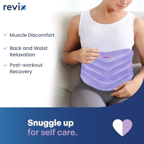 Image of REVIX Microwave Heating Pad for Back with Moist Heat, Extra Large Microwavable Heated Wrap for Lumbar, Waist, Stomach, Shoulder and Neck Hot or Cold Pack, Reusable, Portable