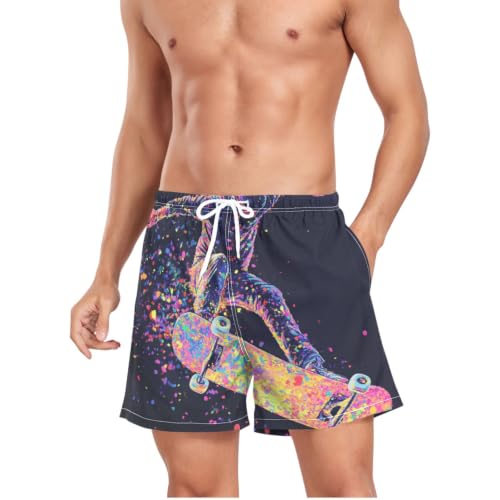 Bañador de secado rápido para hombre con estampado de confeti de neón