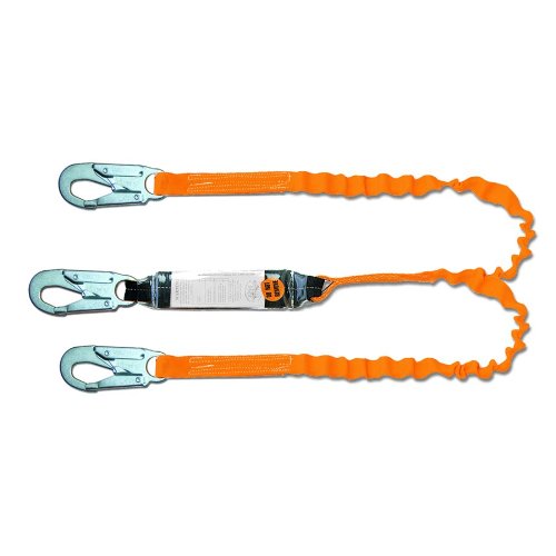 Image of Guardian Fall Protection 11901 6-Foot Tiger Tail Double Leg Stretch Lanyard with Snaphooks