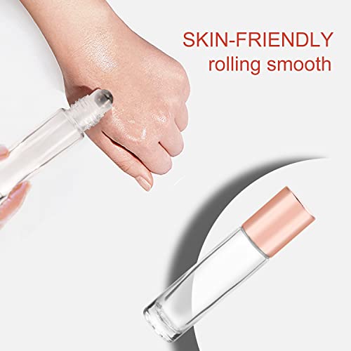10ml(1/3oz) Glass Roller Bottles 20 Packs Glass Essential Oil Roll On Bottles for Perfume Aromatherapy with Stainless Steel Roller Balls3