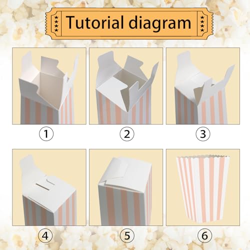Image of 36 Pcs Pink and White Striped Popcorn Boxes 2 x 4.5 x 2.7 inch Mini Popcorn Boxes for Movie Decorations Cardboard Popcorn Container for Party Disposable Snack Popcorn Boxes